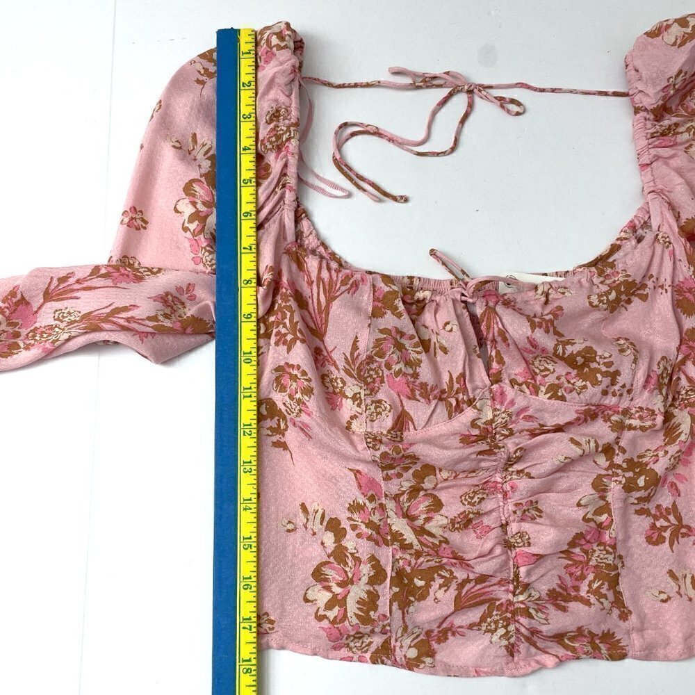 NEW Free People Women's Pink Print Hilary Top Long Sleeves Lightweight XS - Picture 6 of 9